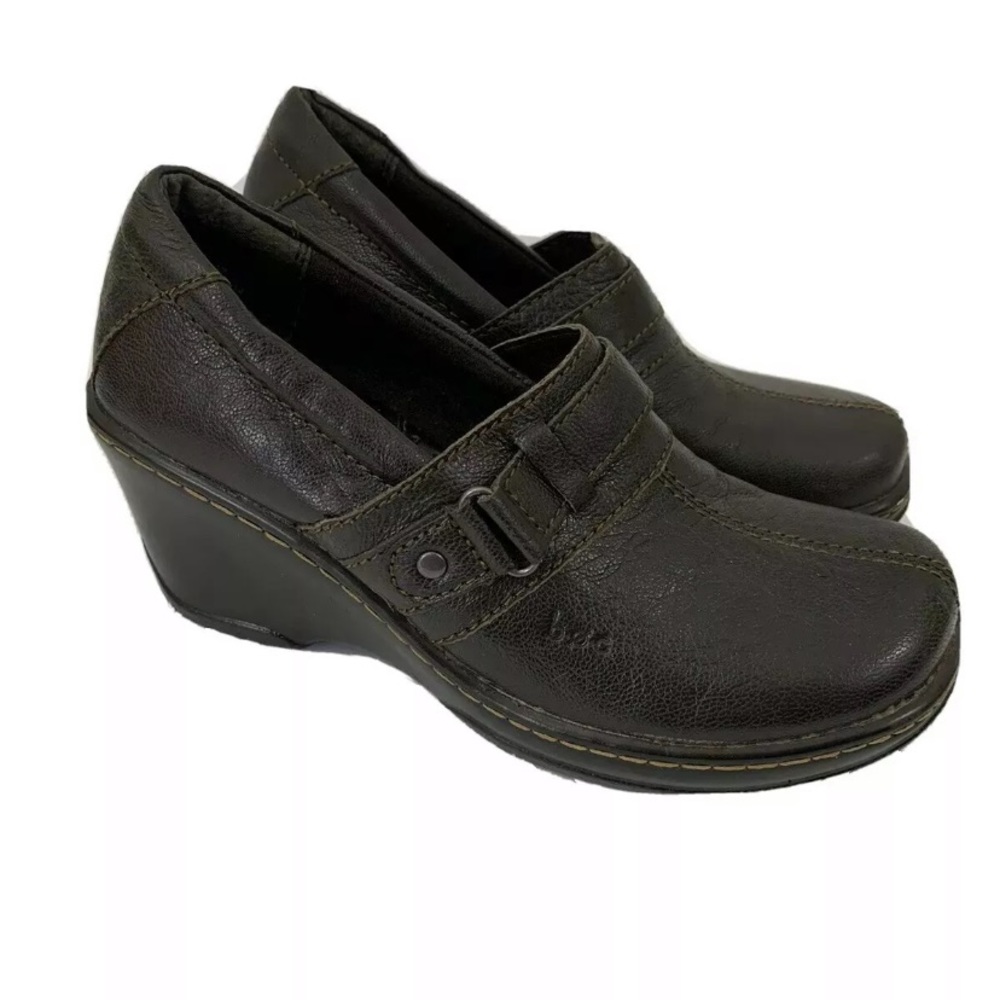 Born Concept Brown Leather Clog Shoe Size 6.5